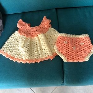 Handmade baby dress with diaper cover